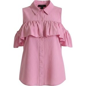 Atmosphere Cold Shoulder Ruffle Shirt 4 Pink Cotton Blend Button Up Barbiecore